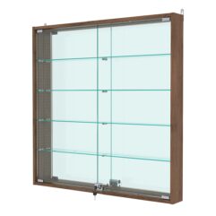 Витрина настенная с регулировочными полками №4-2АУ-РЕГ с зеркалом, Орех