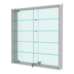 Витрина настенная с регулировочными полками №4-2АУ-РЕГ с зеркалом, Серый