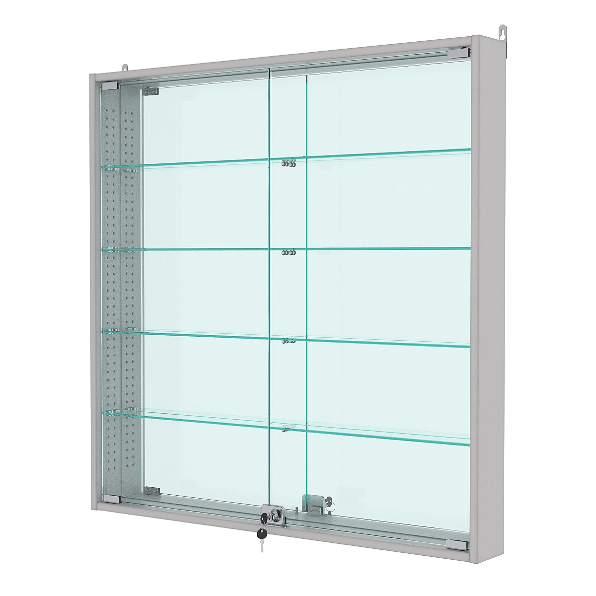 Витрина настенная с регулировочными полками №4-2АУ-РЕГ с зеркалом, Серый