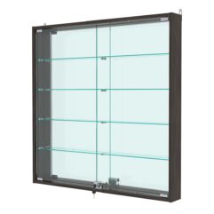 Витрина настенная с регулировочными полками №4-2АУ-РЕГ с зеркалом, Черный