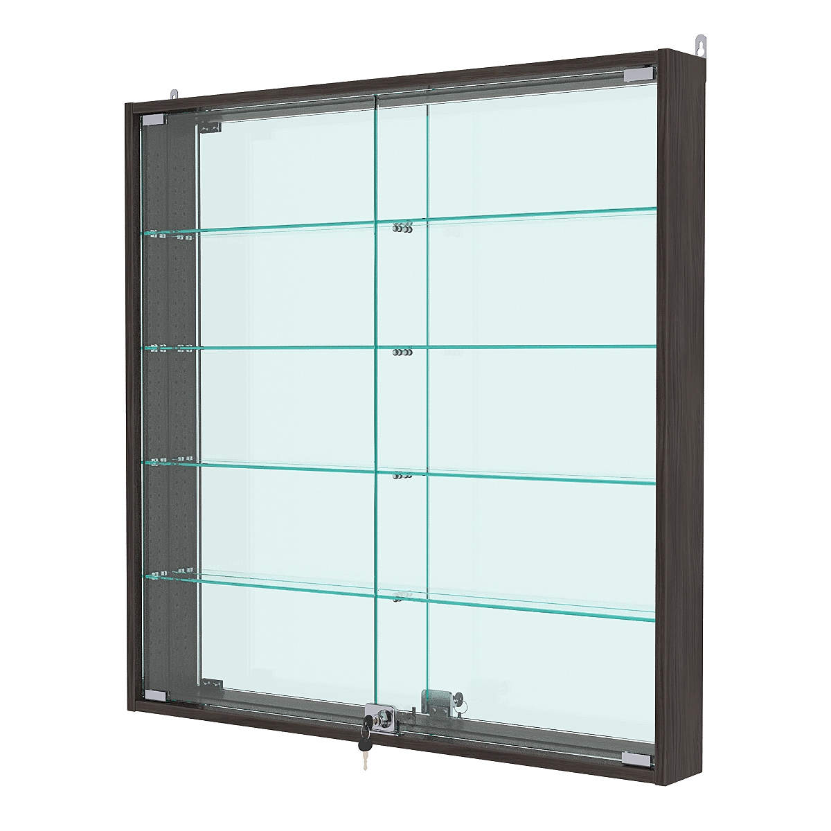 Витрина настенная с регулировочными полками №4-2АУ-РЕГ с зеркалом, Черный