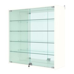 Витрина настенная с регулировочными полками №4-2АГ-РЕГ с зеркалом, Белый