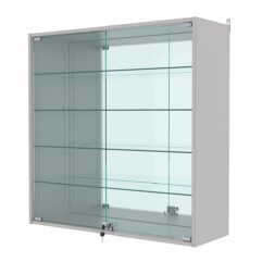 Витрина настенная с регулировочными полками №4-2АГ-РЕГ с зеркалом, Серый