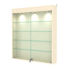 Витрина настенная с регулировочными полками №4-3А-РЕГ с подсветкой, Крем Вайс