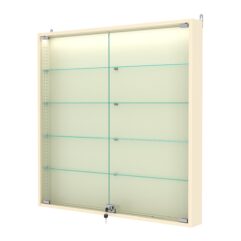 Витрина настенная с регулировочными полками №4-3АУ-РЕГ с подсветкой, Крем Вайс