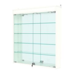 Витрина настенная с регулировочными полками №4-4А-РЕГ с зеркалом и с подсветкой, Белый