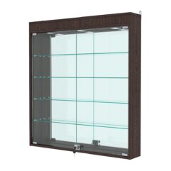 Витрина настенная с регулировочными полками №4-4А-РЕГ с зеркалом и с подсветкой, Дуб Венге