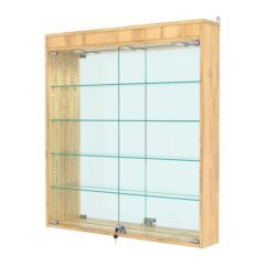 Витрина настенная с регулировочными полками №4-4А-РЕГ с зеркалом и с подсветкой, Дуб Золотистый