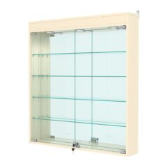 Витрина настенная с регулировочными полками №4-4А-РЕГ с зеркалом и с подсветкой, Крем Вайс