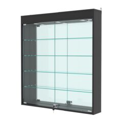 Витрина настенная с регулировочными полками №4-4А-РЕГ с зеркалом и с подсветкой, Черный