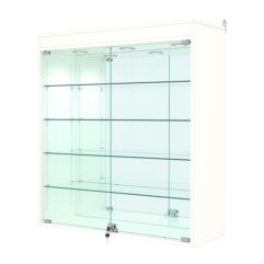 Витрина настенная с регулировочными полками №4-4АГ-РЕГ с зеркалом и с подсветкой, Белый