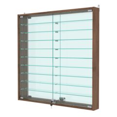 Витрина настенная с регулировочными полками №4-6АУ-РЕГ с зеркалом, Орех