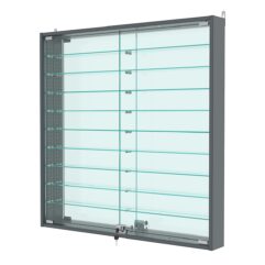 Витрина настенная с регулировочными полками №4-6АУ-РЕГ с зеркалом, Темно-Серый