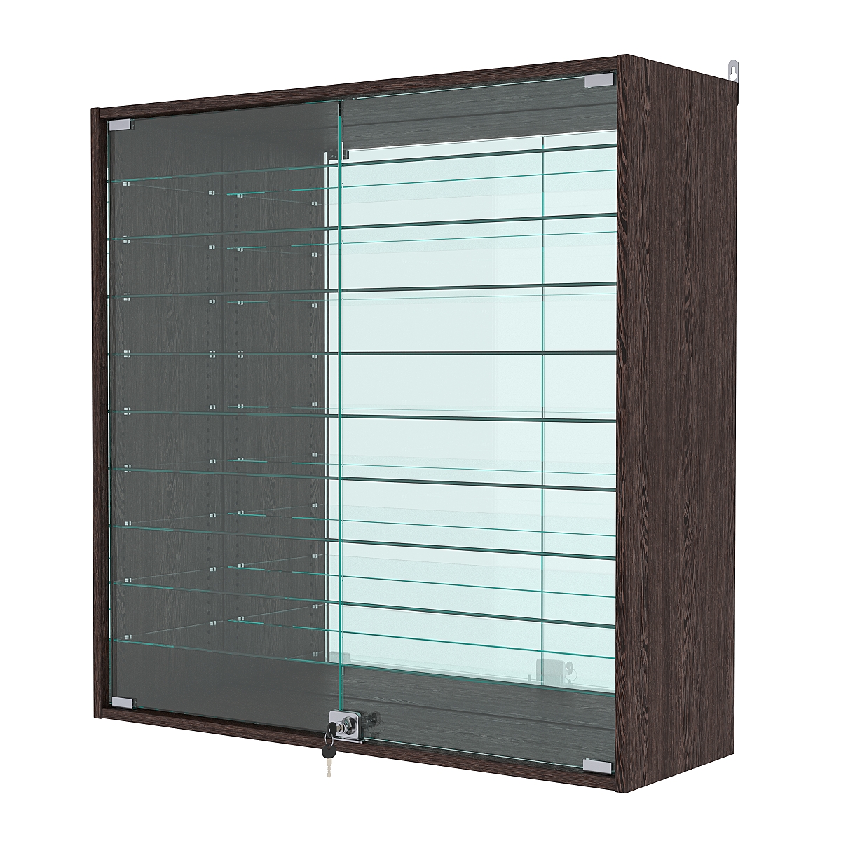 Витрина настенная с регулировочными полками №4-6АГ-РЕГ с зеркалом, Дуб Венге