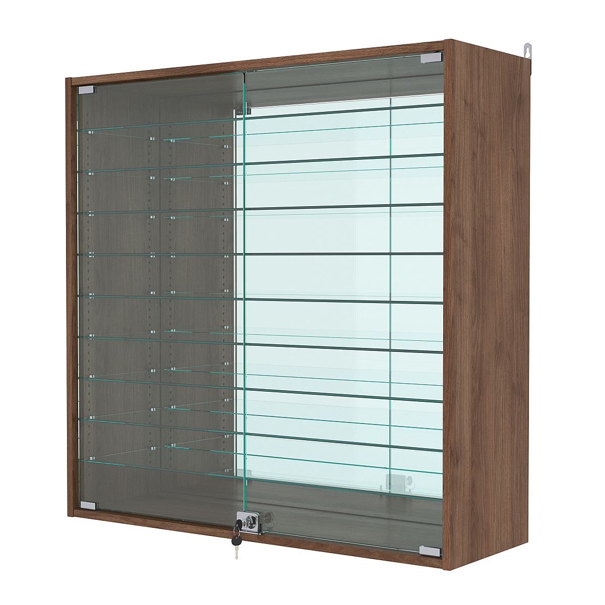 Витрина настенная с регулировочными полками №4-6АГ-РЕГ с зеркалом, Орех