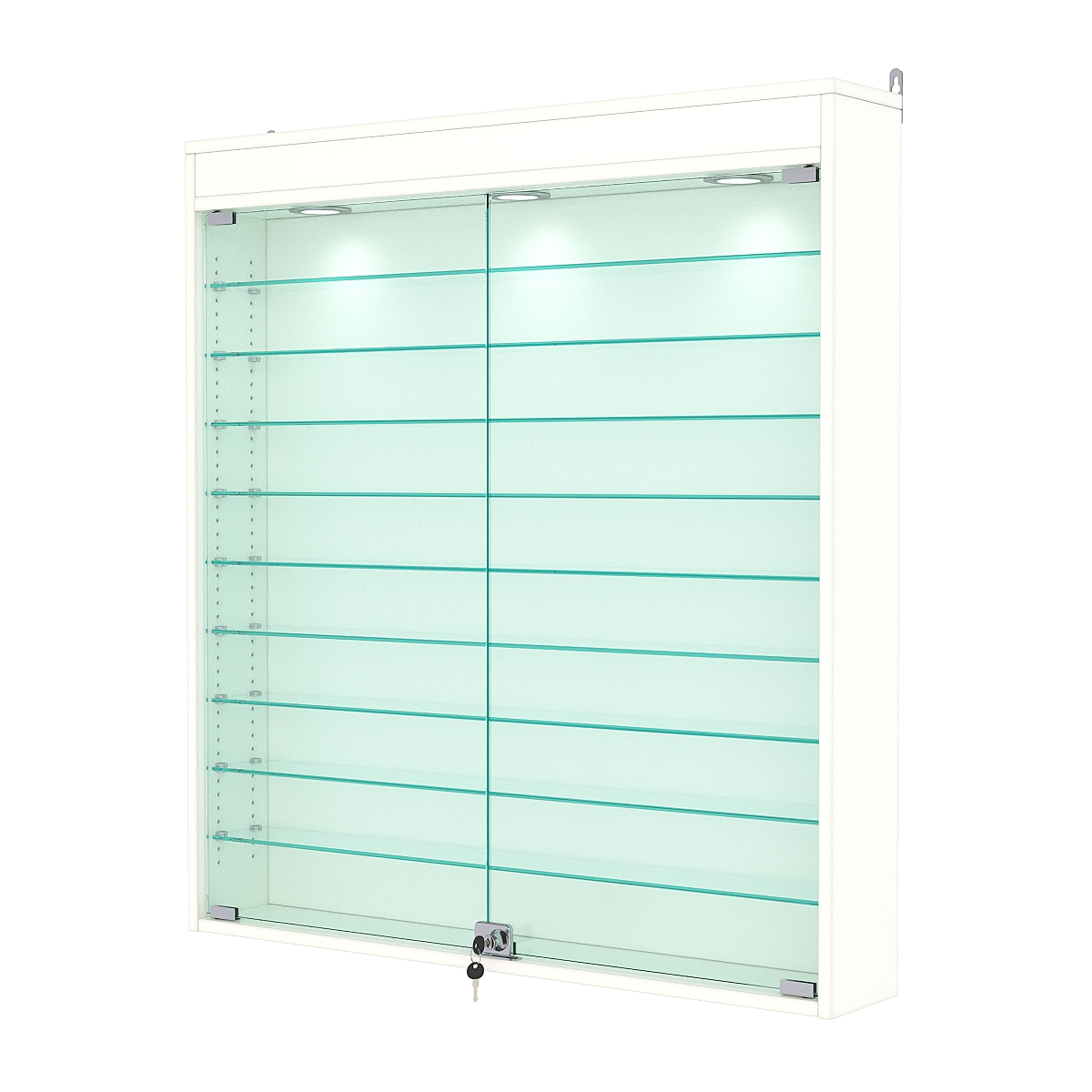 Витрина настенная с регулировочными полками №4-7А-РЕГ с подсветкой, Белый