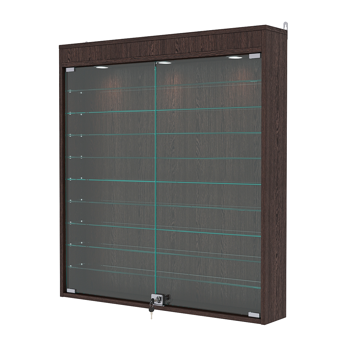 Витрина настенная с регулировочными полками №4-7А-РЕГ с подсветкой, Дуб Венге