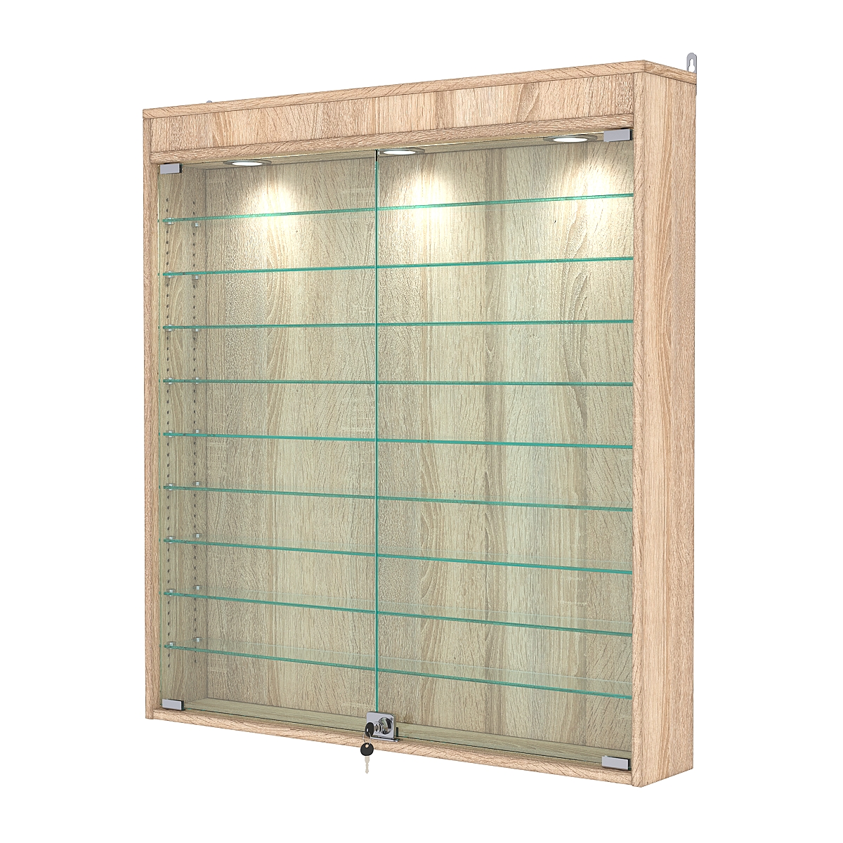 Витрина настенная с регулировочными полками №4-7А-РЕГ с подсветкой, Дуб Сонома