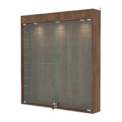 Витрина настенная с регулировочными полками №4-7А-РЕГ с подсветкой, Орех