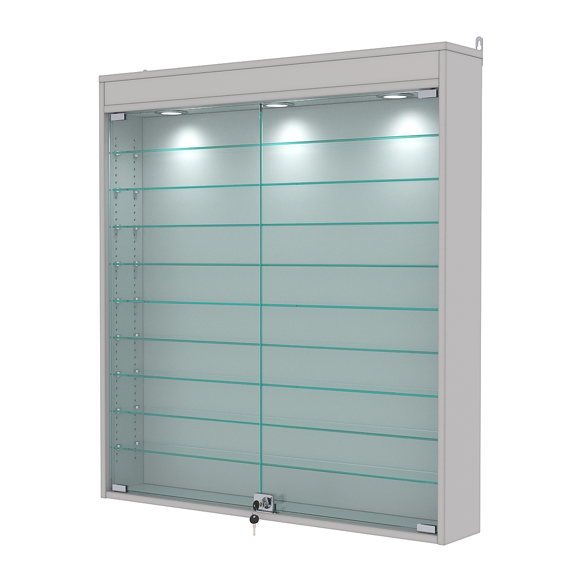 Витрина настенная с регулировочными полками №4-7А-РЕГ с подсветкой, Серый