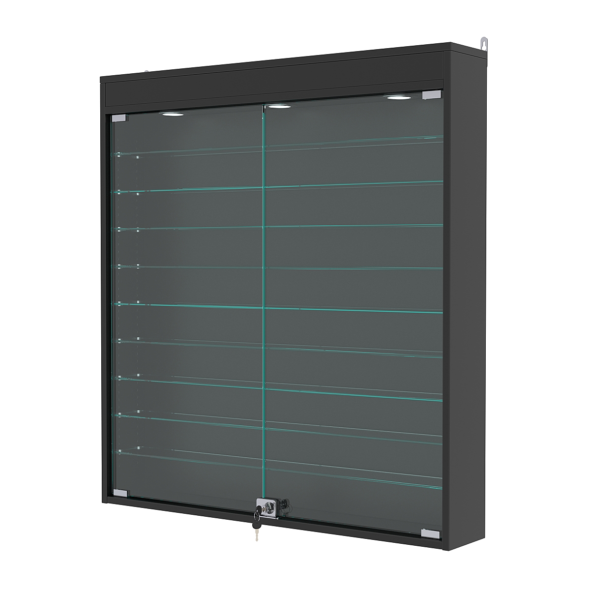 Витрина настенная с регулировочными полками №4-7А-РЕГ с подсветкой, Черный