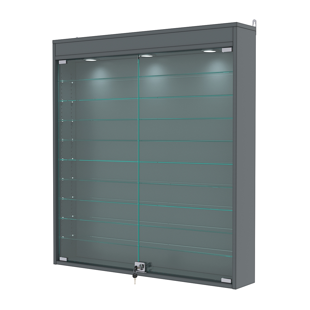 Витрина настенная с регулировочными полками №4-7А-РЕГ с подсветкой, Темно-Серый