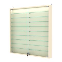 Витрина настенная с регулировочными полками №4-7АУ-РЕГ с подсветкой, Крем Вайс