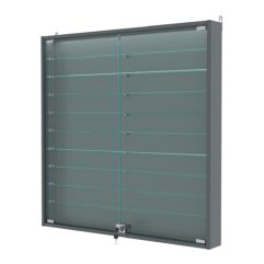 Витрина настенная с регулировочными полками №4-7АУ-РЕГ с подсветкой, Темно-Серый