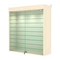 Витрина настенная с регулировочными полками №4-7АГ-РЕГ с подсветкой, Крем Вайс