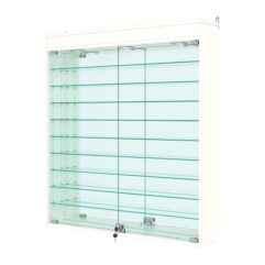 Витрина настенная с регулировочными полками №4-8А-РЕГ с зеркалом и с подсветкой, Белый