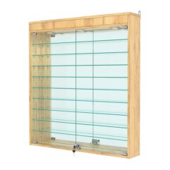 Витрина настенная с регулировочными полками №4-8А-РЕГ с зеркалом и с подсветкой, Дуб Золотистый