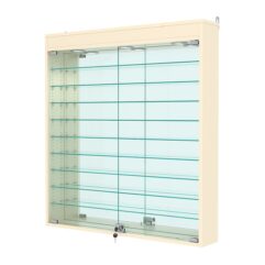 Витрина настенная с регулировочными полками №4-8А-РЕГ с зеркалом и с подсветкой, Крем Вайс