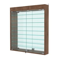 Витрина настенная с регулировочными полками №4-8А-РЕГ с зеркалом и с подсветкой, Орех