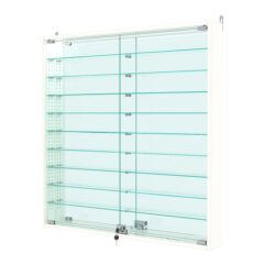 Витрина настенная с регулировочными полками №4-8АУ-РЕГ с зеркалом и с подсветкой, Белый