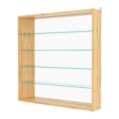 Витрина настенная с регулировочными полками №4-2Г-РЕГ с зеркалом, Дуб Золотистый