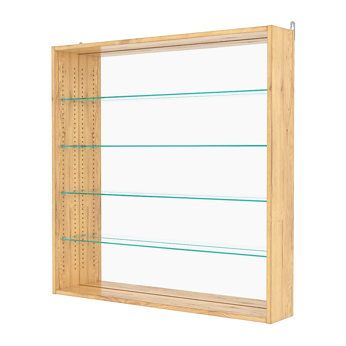 Витрина настенная с регулировочными полками №4-2Г-РЕГ с зеркалом, Дуб Золотистый