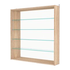 Витрина настенная с регулировочными полками №4-2Г-РЕГ с зеркалом, Дуб Сонома