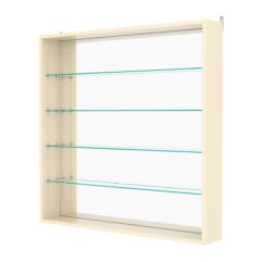 Витрина настенная с регулировочными полками №4-2Г-РЕГ с зеркалом, Крем Вайс