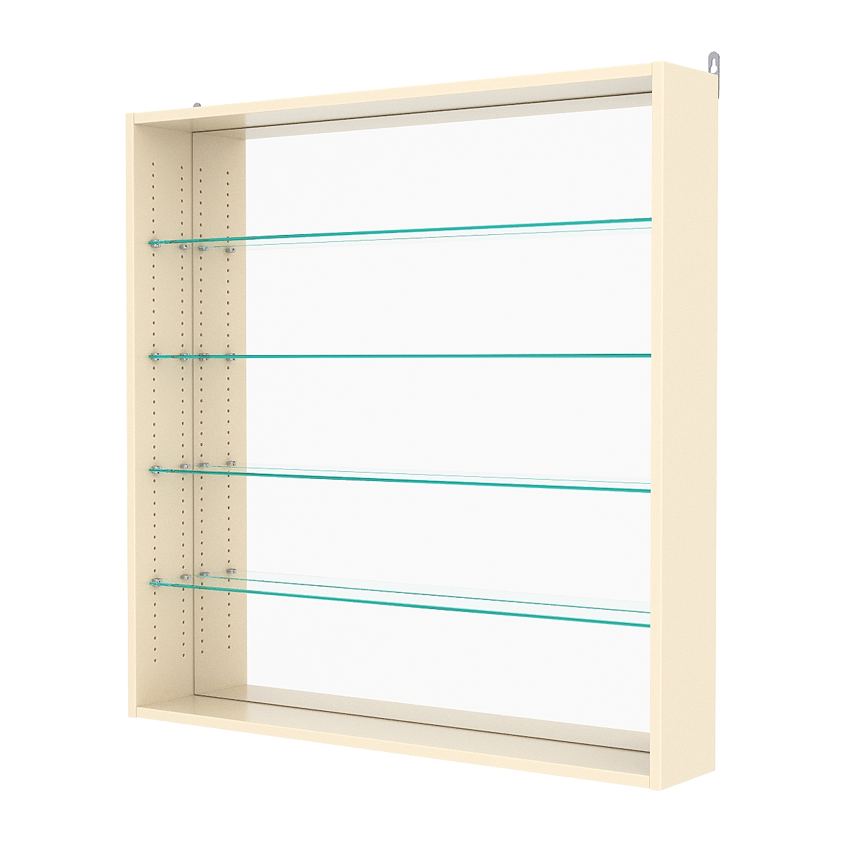 Витрина настенная с регулировочными полками №4-2Г-РЕГ с зеркалом, Крем Вайс