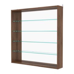 Витрина настенная с регулировочными полками №4-2Г-РЕГ с зеркалом, Орех
