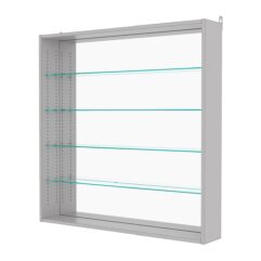 Витрина настенная с регулировочными полками №4-2Г-РЕГ с зеркалом, Серый