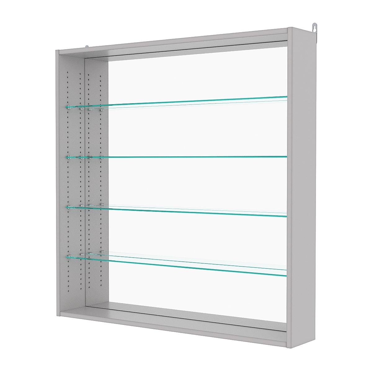 Витрина настенная с регулировочными полками №4-2Г-РЕГ с зеркалом, Серый