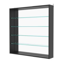 Витрина настенная с регулировочными полками №4-2Г-РЕГ с зеркалом, Черный