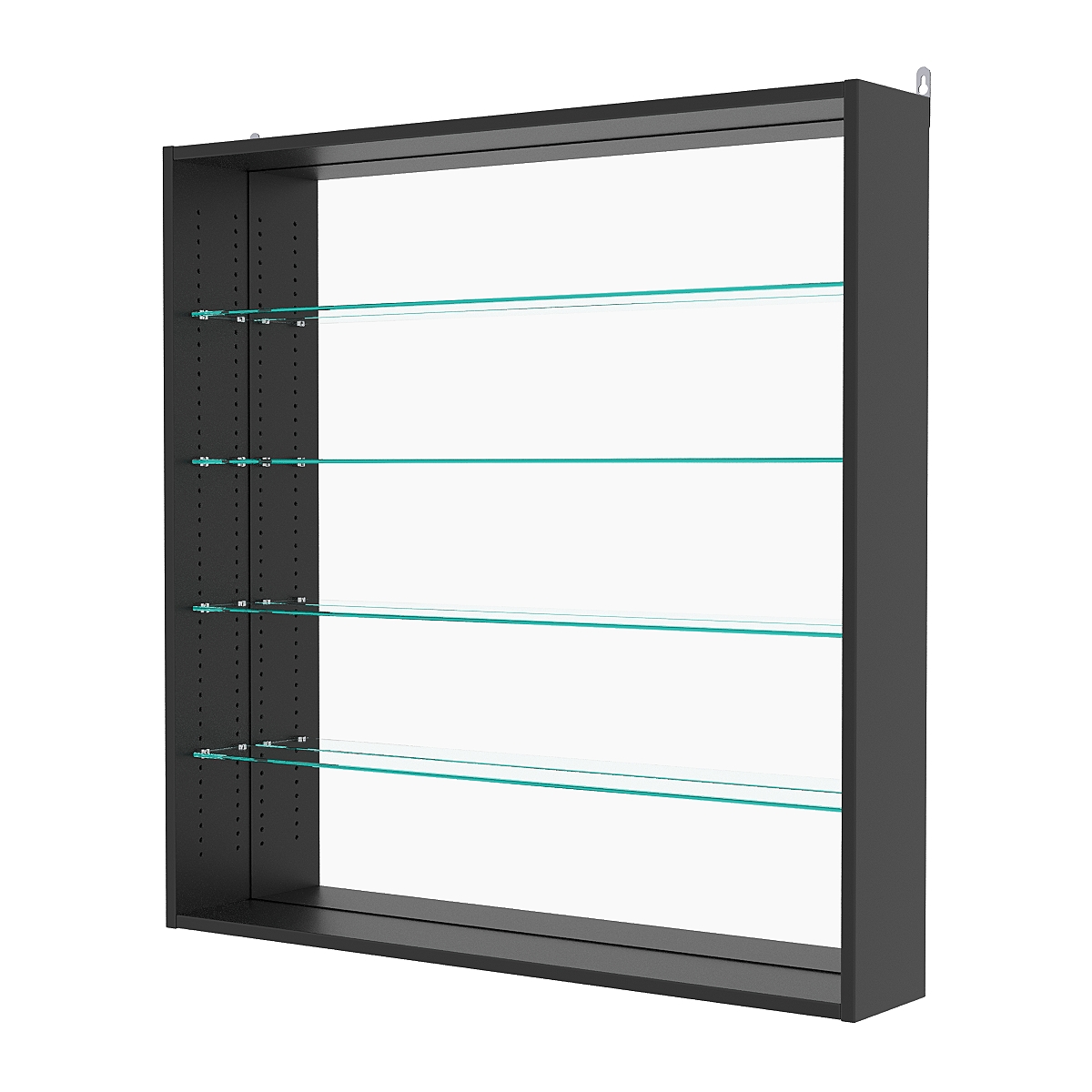 Витрина настенная с регулировочными полками №4-2Г-РЕГ с зеркалом, Черный