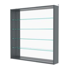 Витрина настенная с регулировочными полками №4-2Г-РЕГ с зеркалом, Темно-Серый
