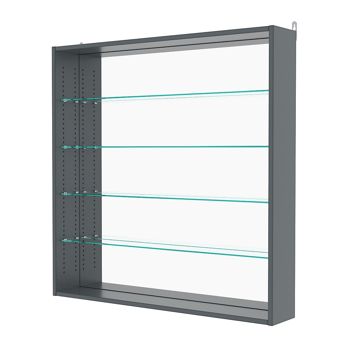 Витрина настенная с регулировочными полками №4-2Г-РЕГ с зеркалом, Темно-Серый