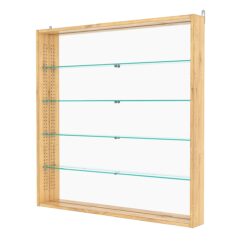 Витрина настенная с регулировочными полками №4-2ГУ-РЕГ с зеркалом, Дуб Золотистый