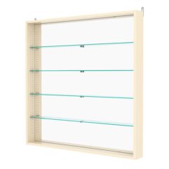 Витрина настенная с регулировочными полками №4-2ГУ-РЕГ с зеркалом, Крем Вайс