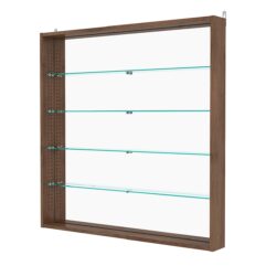 Витрина настенная с регулировочными полками №4-2ГУ-РЕГ с зеркалом, Орех