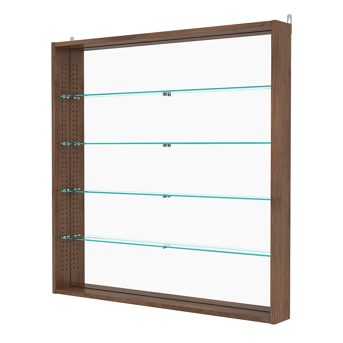 Витрина настенная с регулировочными полками №4-2ГУ-РЕГ с зеркалом, Орех